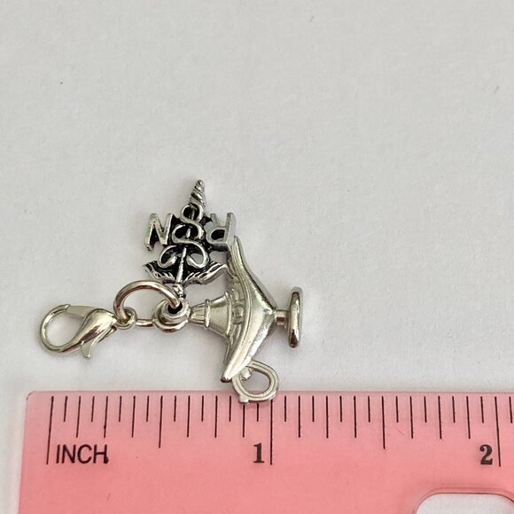 RN Nursing Caduceus Lamp Clip On Charm Zipper Pull Purse Charm Silver Plated - Picture 8 of 8
